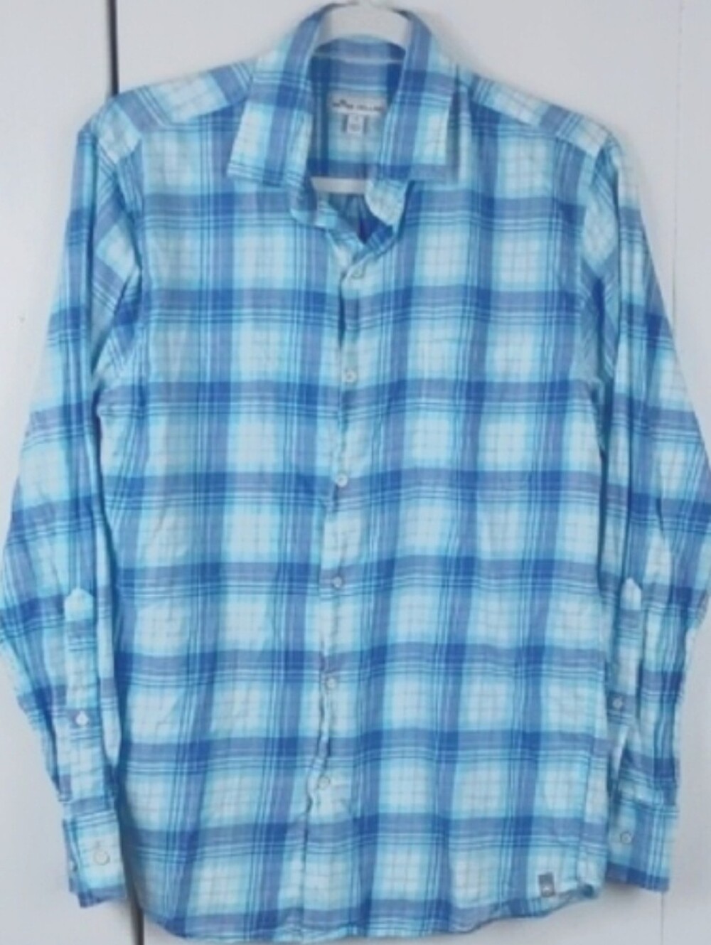Peter Millar| Mens Blue Plaid Long Sleeve Dress Shirt Button Down Preppy Sz.S